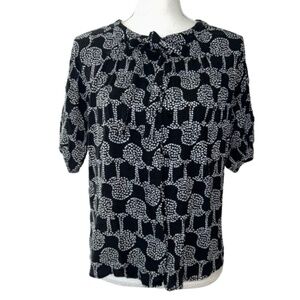 Love Stories by Ivana Helsinki Black and White printed button down shirt ribbon
